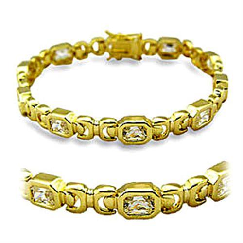 Gold Charm Bracelet 415601 Gold Brass Bracelet with AAA Grade CZ