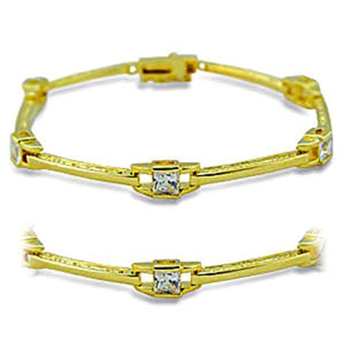 Gold Charm Bracelet 416004 Gold Brass Bracelet with AAA Grade CZ