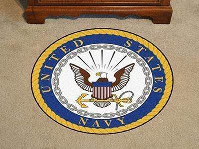 Round Area Rugs U.S. Armed Forces Sports  Navy Round Rug 44" diameter