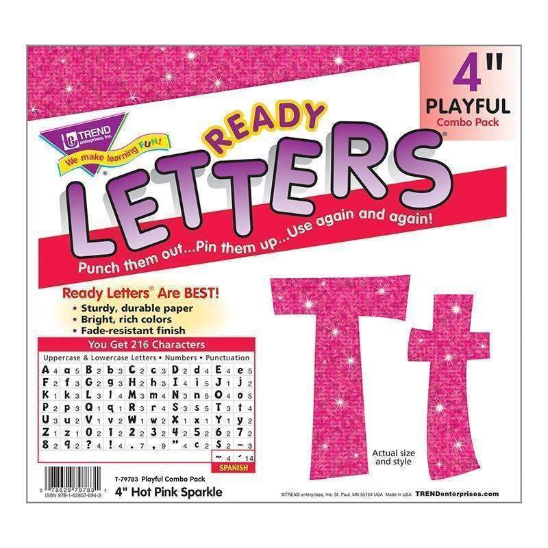 4IN READY LETTERS HOT PINK SPARKLE-Learning Materials-JadeMoghul Inc.