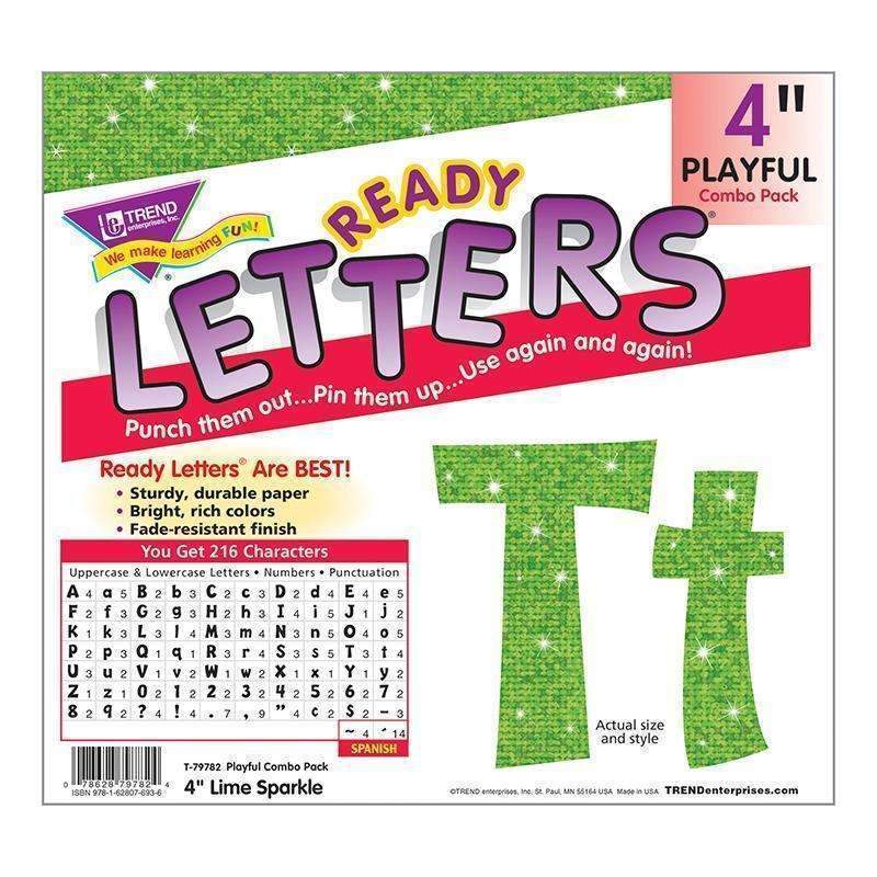 4IN READY LETTERS LIME SPARKLE-Learning Materials-JadeMoghul Inc.