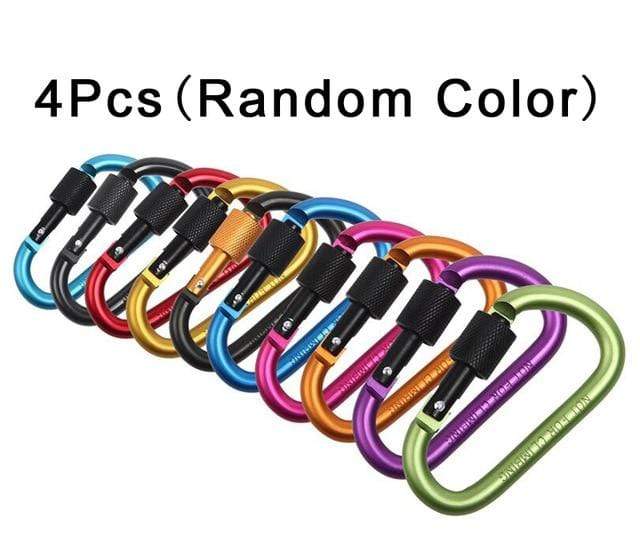 4Pcs Carabiner Travel Kit Camping Equipment Alloy Aluminum Survival Gear Camp Mountaineering Hook Outdoor Carabiner GYH AExp