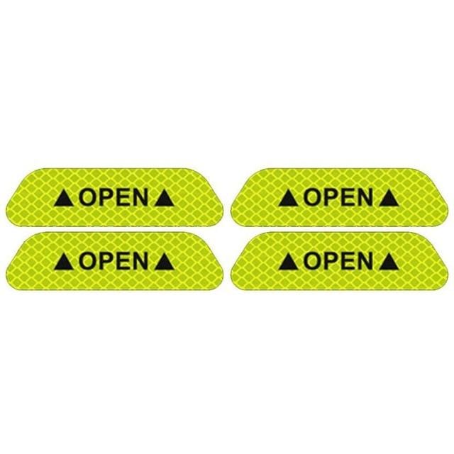 4Pcs/Set Car Door Stickers DIY Car OPEN Reflective Tape Warning Mark Reflective Open Notice Bicycle Accessories Exterior AExp