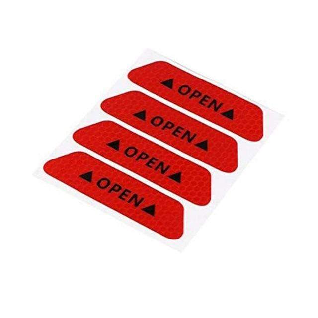 4Pcs/Set Car Door Stickers DIY Car OPEN Reflective Tape Warning Mark Reflective Open Notice Bicycle Accessories Exterior AExp