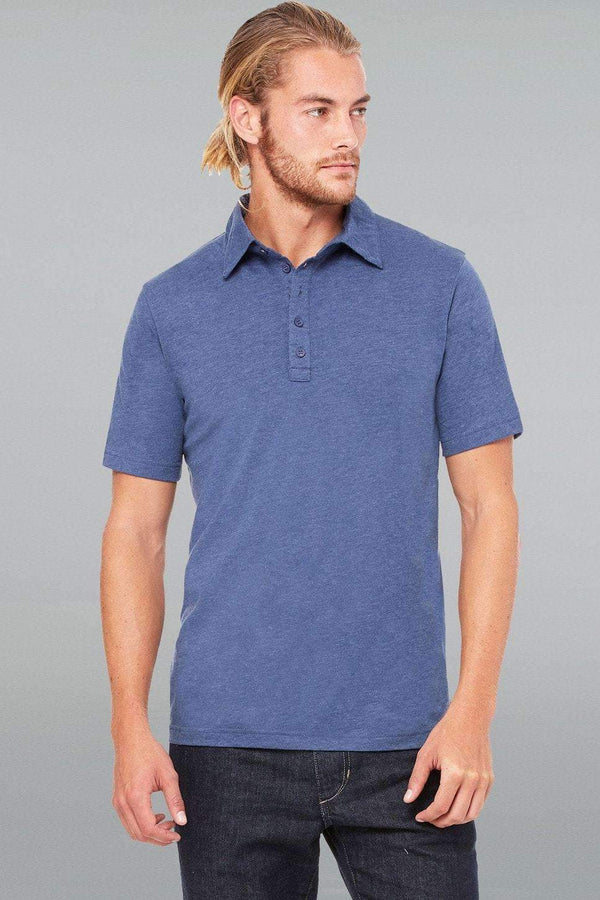 5-Button Polo - Men-Men Short Sleeve Tops-S-Heather Navy-JadeMoghul Inc.