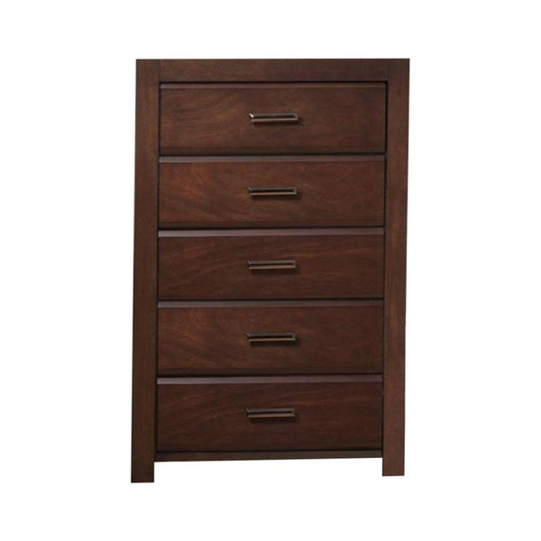 5- Drawer Chest In Solid Wood Brown-Accent Chests and Cabinets-Brown-Solid Wood MDF Panel-JadeMoghul Inc.