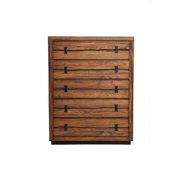 5 Drawer Mahogany Wood Chest In Transitional Style Brown-Accent Chests and Cabinets-Brown-Mahogany Solids & Veneer-JadeMoghul Inc.