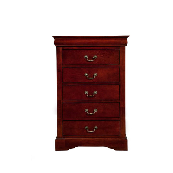 5 Drawer Rubberwood Chest Brown-Accent Chests and Cabinets-Brown-Rubberwood Solids And Poplar Veneer-JadeMoghul Inc.