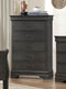5 Drawers Chest In Wood Dark Gray-Accent Chests and Cabinets-Gray-Wood-JadeMoghul Inc.