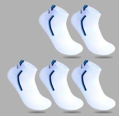 5 Pairs/lot Men Socks Stretchy Shaping Teenagers Short Sock Suit for All Season Non-slip Durable Male Socks Hosiery-C white and blue-JadeMoghul Inc.