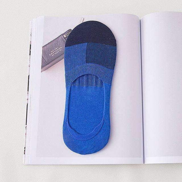5 Pairs/lot Men Socks Summer Invisible Enlarge Code Male Boat Sock Cotton Stretchy Silica Gel Non-slip Shallow Mouth Socks Meias-D blue-JadeMoghul Inc.