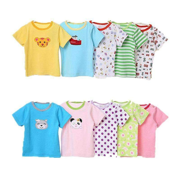 5 Pcs 0~24M T-shirt Tops Tees Baby Boy Clothes Baby Girl Clothes Short Sleeve T-shirts Cartoon Cute Blouse Roupas Summer V30-5 pieces for boys-3M-JadeMoghul Inc.