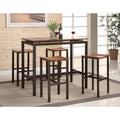 5 Piece Contemporary Counter Height Metal Dining Set, Black And Brown-Dining Sets-Black And Brown-METAL-Black-JadeMoghul Inc.