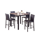 5-Piece Counter Height Dinette, Black/Brown-Dining Sets-Black/Brown-Marble/Metal-JadeMoghul Inc.