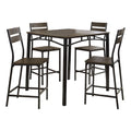 5-Piece Metal And Wood Counter Height Table Set In Antique Brown-Dining Tables-Brown-Metal and Wood-JadeMoghul Inc.