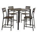 5-Piece Metal And Wood Counter Height Table Set In Antique Brown-Dining Tables-Brown-Metal and Wood-JadeMoghul Inc.