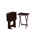 5 Piece Rectangular Wooden Tray Table Set, Brown-Console Tables-Brown-Wood-JadeMoghul Inc.