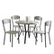 5-Piece Round Dining Table & Chair-Dining Sets-Gray & Black-Wood & Metal-JadeMoghul Inc.