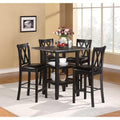 5 Piece Wooden CoUnter Height Dining Set, Black-Dining Chairs-Black-Wood & Metal-JadeMoghul Inc.