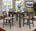 5-Piece Wooden Counter Height Table Set In Brown-Dining Tables-Brown-Solid Wood Wood Veneer & Fabric-JadeMoghul Inc.