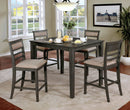 5-Piece Wooden Counter Height Table Set In Brown-Dining Tables-Brown-Solid Wood Wood Veneer & Fabric-JadeMoghul Inc.