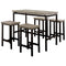 5-Piece Wooden Counter Height Table Set In Natural Brown And Black-Dining Tables-Brown and Black-Metal and Wood-JadeMoghul Inc.