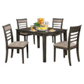 5-Piece Wooden Dining Table Set In Weathered Brown-Dining Tables-Brown-Solid Wood Wood Veneer & Fabric-JadeMoghul Inc.