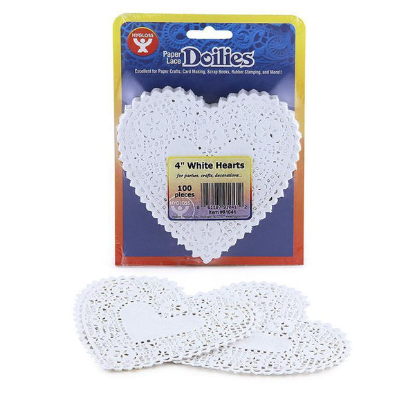 (5 PK) DOILIES 4 WHITE HEARTS-Arts & Crafts-JadeMoghul Inc.