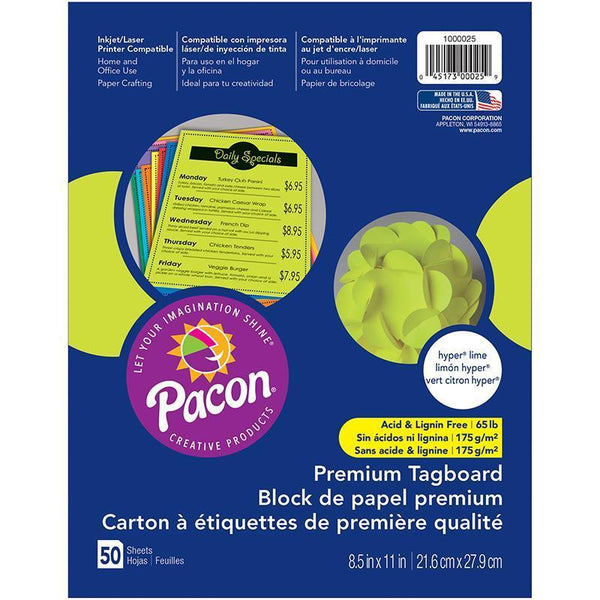 (5 PK) PREMIUM TAGBOARD HYPER LIME-Arts & Crafts-JadeMoghul Inc.