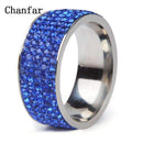 5 Rows Crystal Stainless Steel Ring Women for Elegant Full Finger Love Wedding Rings Jewelry-6-Blue-JadeMoghul Inc.