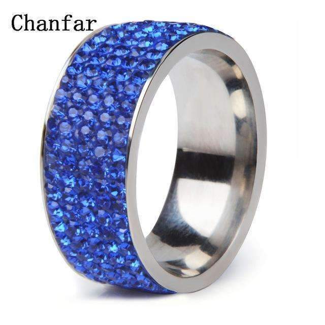5 Rows Crystal Stainless Steel Ring Women for Elegant Full Finger Love Wedding Rings Jewelry-6-Blue-JadeMoghul Inc.