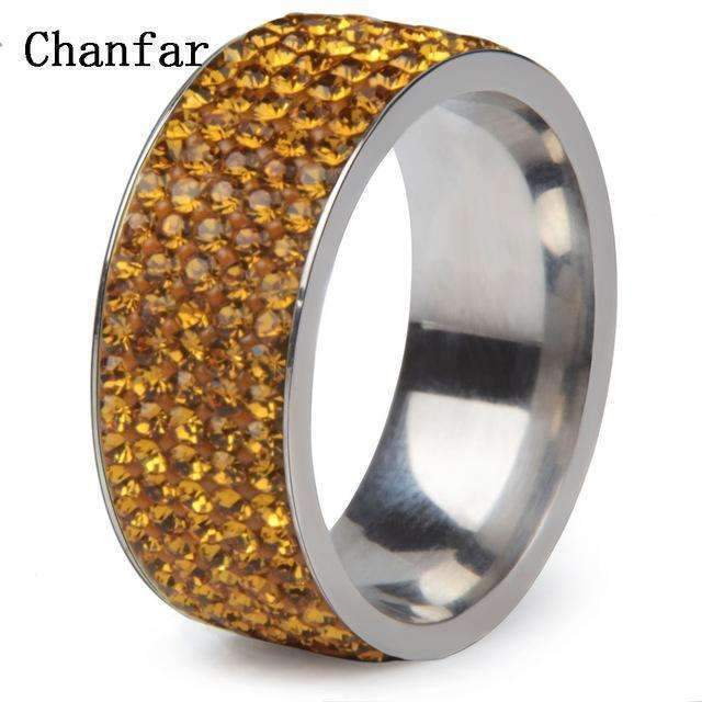 5 Rows Crystal Stainless Steel Ring Women for Elegant Full Finger Love Wedding Rings Jewelry-6-Gold-JadeMoghul Inc.