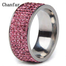 5 Rows Crystal Stainless Steel Ring Women for Elegant Full Finger Love Wedding Rings Jewelry-6-Pink-JadeMoghul Inc.