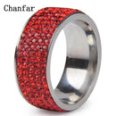 5 Rows Crystal Stainless Steel Ring Women for Elegant Full Finger Love Wedding Rings Jewelry-6-Red-JadeMoghul Inc.