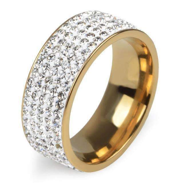 5 Rows Crystal Stainless Steel Ring Women for Elegant Full Finger Love Wedding Rings Jewelry-6-White and gold-JadeMoghul Inc.