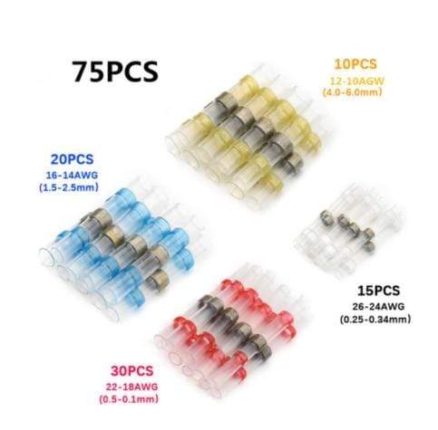 50/100/250PCS Mixed Heat Shrink Connect Terminals Waterproof Solder Sleeve Tube Electrical Wire Insulated Butt Connectors Kit JadeMoghul Inc. 