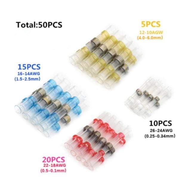 50/100/250PCS Mixed Heat Shrink Connect Terminals Waterproof Solder Sleeve Tube Electrical Wire Insulated Butt Connectors Kit JadeMoghul Inc. 