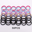 50/100PCS/Set Women Girls 4CM Colorful Nylon Elastic Hair Bands Ponytail Holder Rubber Bands Scrunchie Headband Hair Accessories AExp