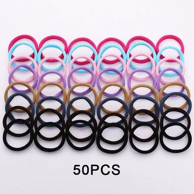 50/100PCS/Set Women Girls 4CM Colorful Nylon Elastic Hair Bands Ponytail Holder Rubber Bands Scrunchie Headband Hair Accessories AExp