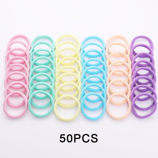 50/100PCS/Set Women Girls 4CM Colorful Nylon Elastic Hair Bands Ponytail Holder Rubber Bands Scrunchie Headband Hair Accessories JadeMoghul Inc. 