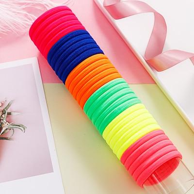 50/100PCS/Set Women Girls 4CM Colorful Nylon Elastic Hair Bands Ponytail Holder Rubber Bands Scrunchie Headband Hair Accessories JadeMoghul Inc. 