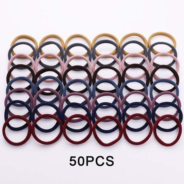 50/100PCS/Set Women Girls 4CM Colorful Nylon Elastic Hair Bands Ponytail Holder Rubber Bands Scrunchie Headband Hair Accessories JadeMoghul Inc. 