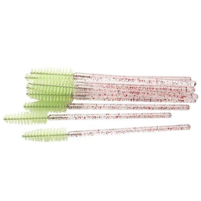 50 pcs Cosmetic Eyelash Brush  Crystal Mascara Wands Applicator Diamond Eyelashes brushes Disposable Make Up brushes Tools AExp