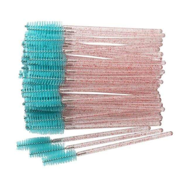 50 pcs Cosmetic Eyelash Brush  Crystal Mascara Wands Applicator Diamond Eyelashes brushes Disposable Make Up brushes Tools AExp