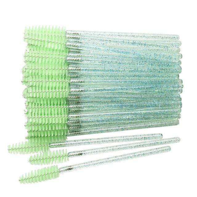 50 pcs Cosmetic Eyelash Brush  Crystal Mascara Wands Applicator Diamond Eyelashes brushes Disposable Make Up brushes Tools AExp