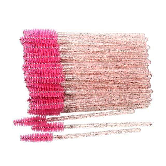 50 pcs Cosmetic Eyelash Brush  Crystal Mascara Wands Applicator Diamond Eyelashes brushes Disposable Make Up brushes Tools AExp