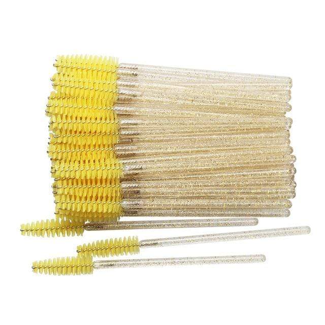 50 pcs Cosmetic Eyelash Brush  Crystal Mascara Wands Applicator Diamond Eyelashes brushes Disposable Make Up brushes Tools AExp
