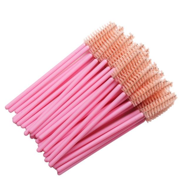 50 pcs Cosmetic Eyelash Brush  Crystal Mascara Wands Applicator Diamond Eyelashes brushes Disposable Make Up brushes Tools JadeMoghul Inc. 