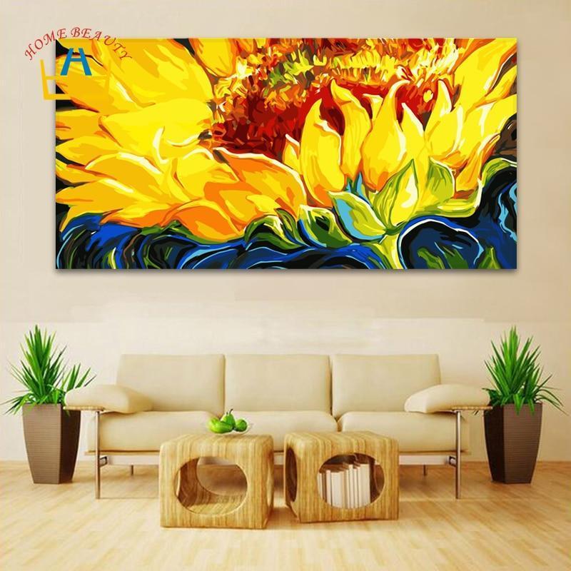 50*100 large coloring by numbers wall picture for living room decorative canvas oil painting by numbers sunflowers drawing DY15--JadeMoghul Inc.