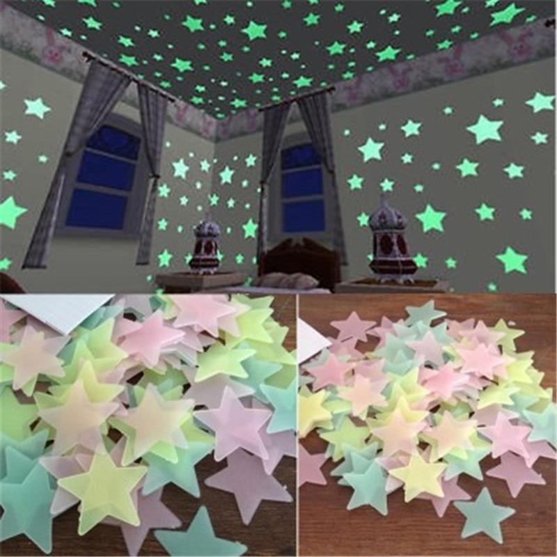 50pcs 3D Stars Glow In The Dark Wall Stickers Luminous Fluorescent Wall Stickers For Kids Baby Room Bedroom Ceiling Home Decor-Black-JadeMoghul Inc.